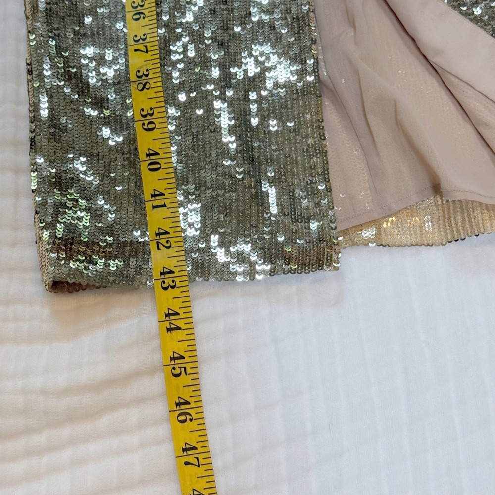 Alice + Olivia Sequin Maxi Dress Gold V-Neck Slit Gala Sparkle Glam Statement - Picture 7 of 16